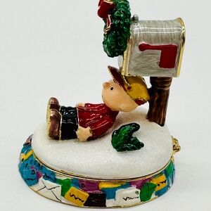 Dept 56 Peanuts Bejeweled Collection Trinket Box Christmas Charlie Brown